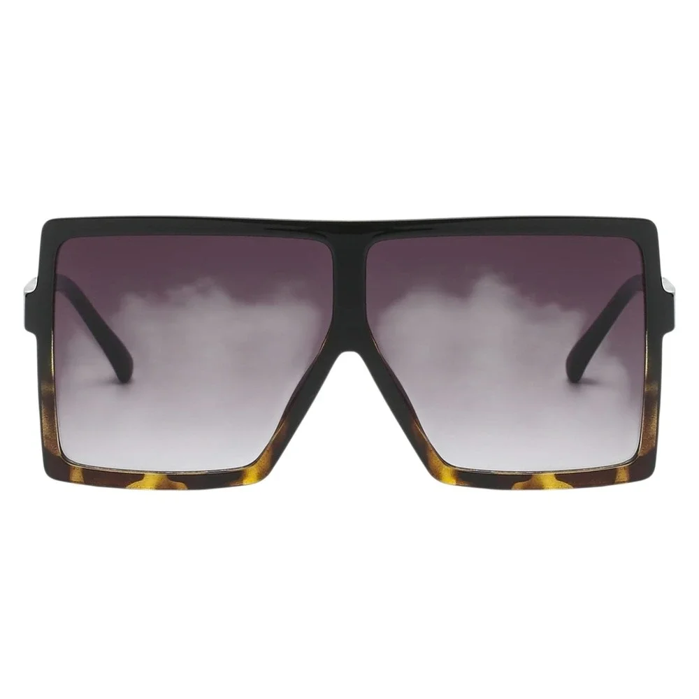 Oversized Square Sunglasses Women OS Black‎ Tortoise New Flat Top UV400